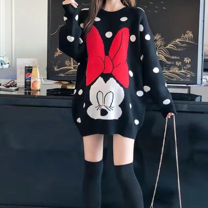 Mickey Graphic Print Oversized Sweater
