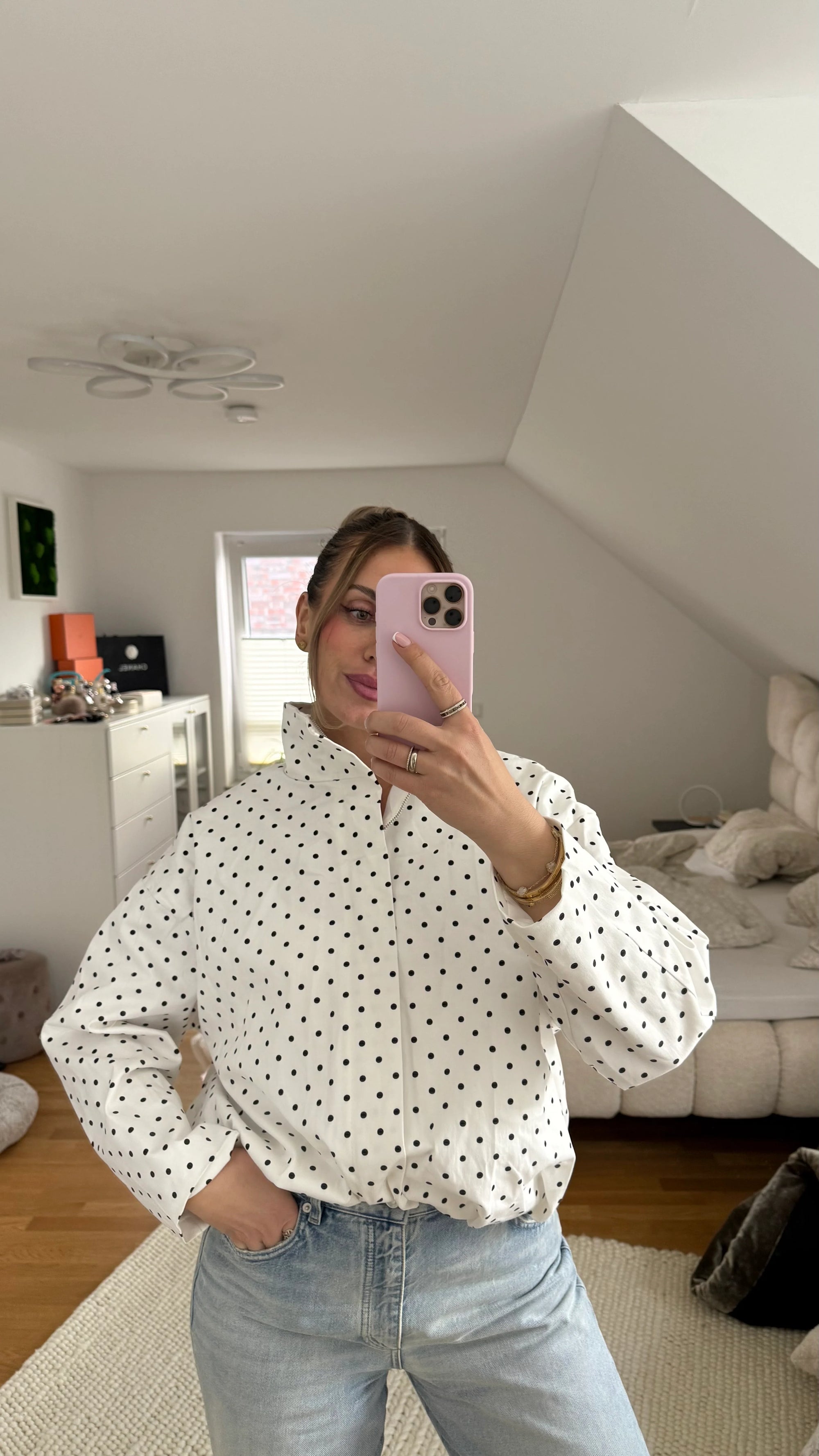 Belinda Polka Dot Bomber Jacket
