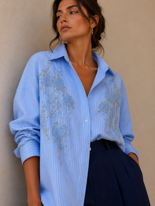 Odessa Embellished Shirt with Pearl Detailing