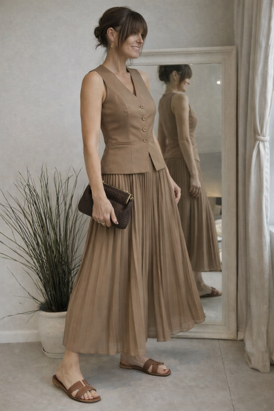 Elaine Luxe Vest Suit With Skirt