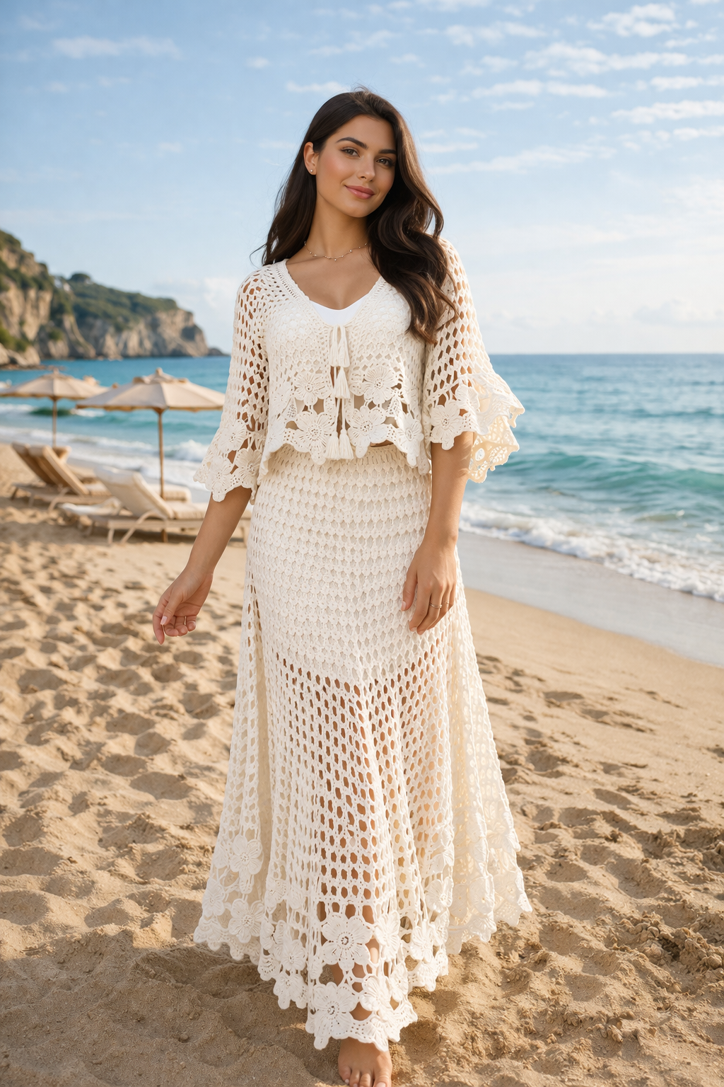 celine crochet dress Holiday Three Piece Set – TrenBee Style:SD110E984 Delythra Black Diamond Maxi 32 in / Waist navy blue Quinceanera dresses