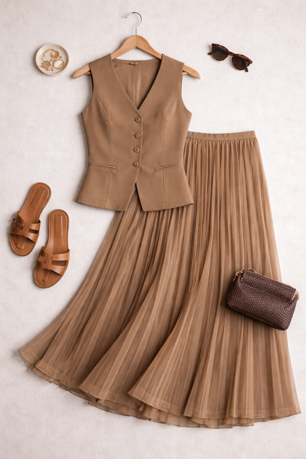 Elaine Luxe Vest Suit With Skirt