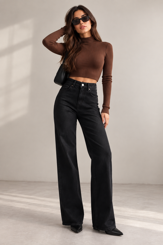 Julien Fleece Denim High Waisted Jeans