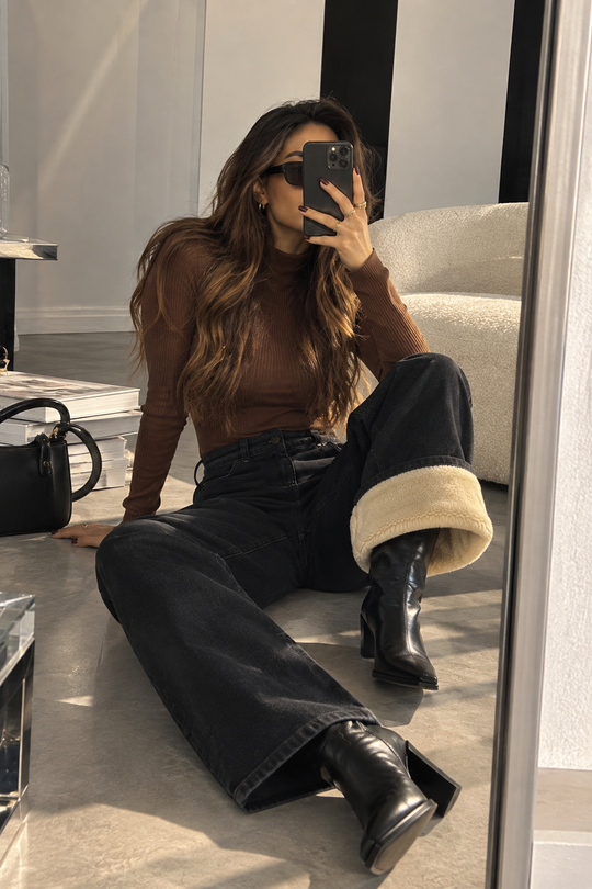 Julien Fleece Denim High Waisted Jeans