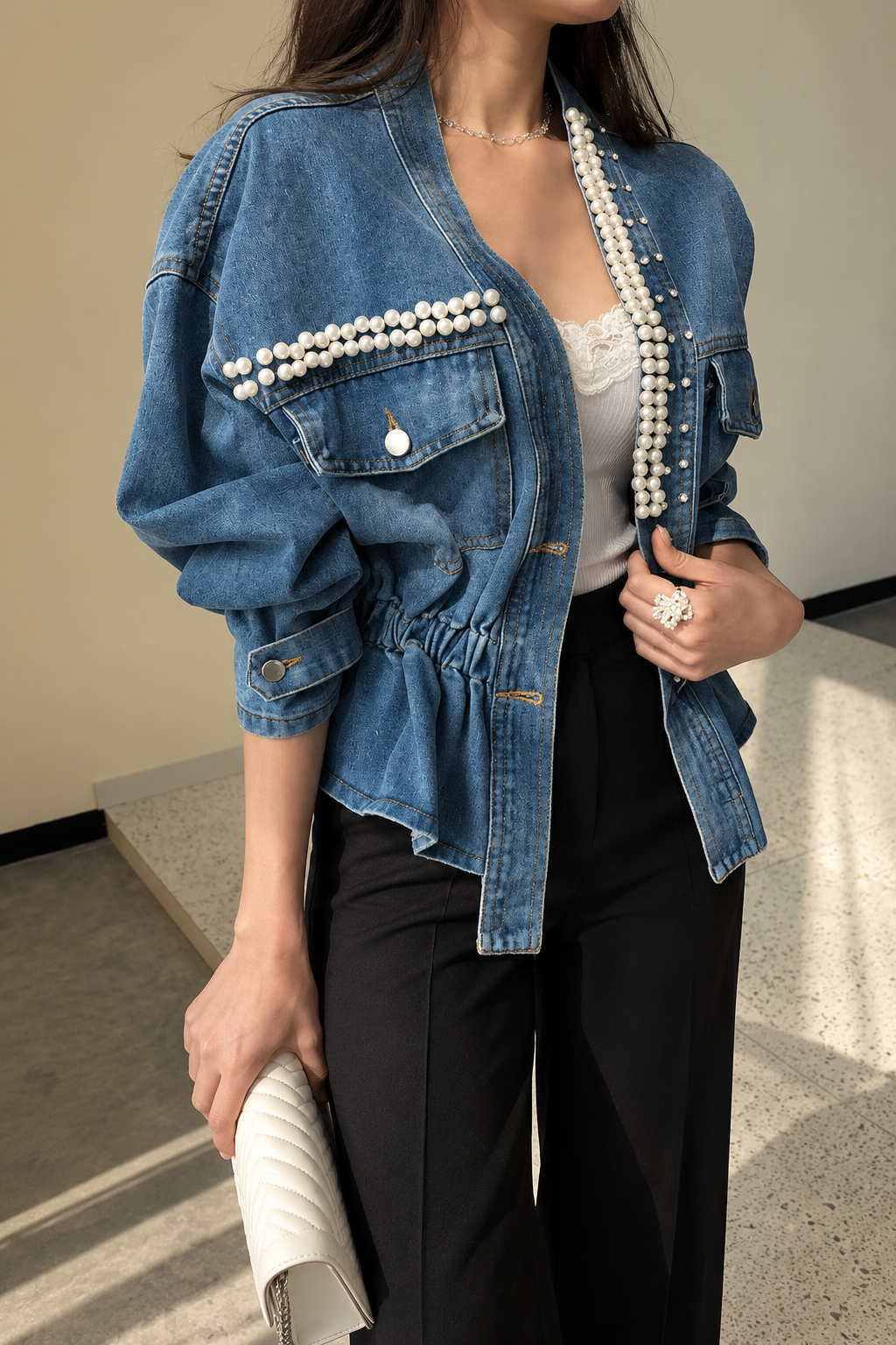 Dorothy Pearl Denim Blouse