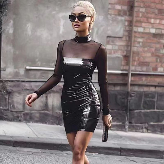 Felicia Leather Sheath Bodycon Dress