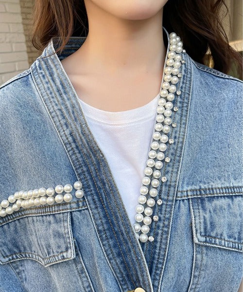 Lerica Pearl Denim Blouse