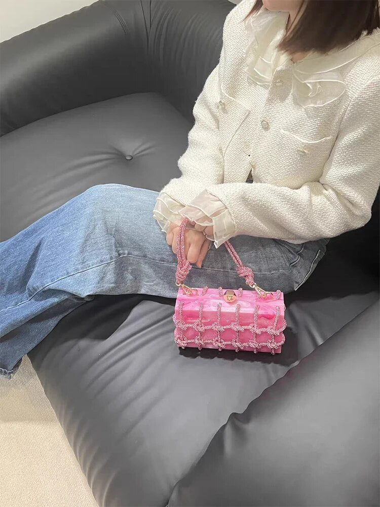 Luxury Rhinestone Marble Bag
