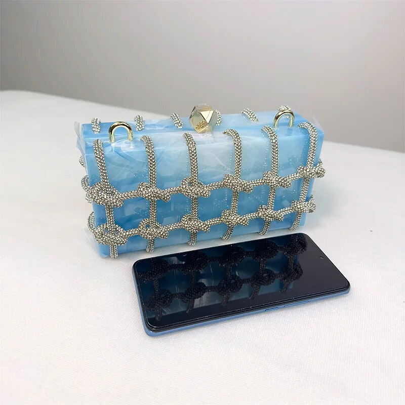 Luxury Rhinestone Marble Bag