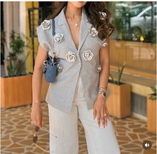 Barbella Embellished 3D Flower Blazer