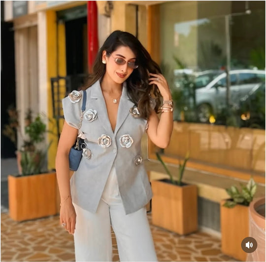 Barbella Embellished 3D Flower Blazer