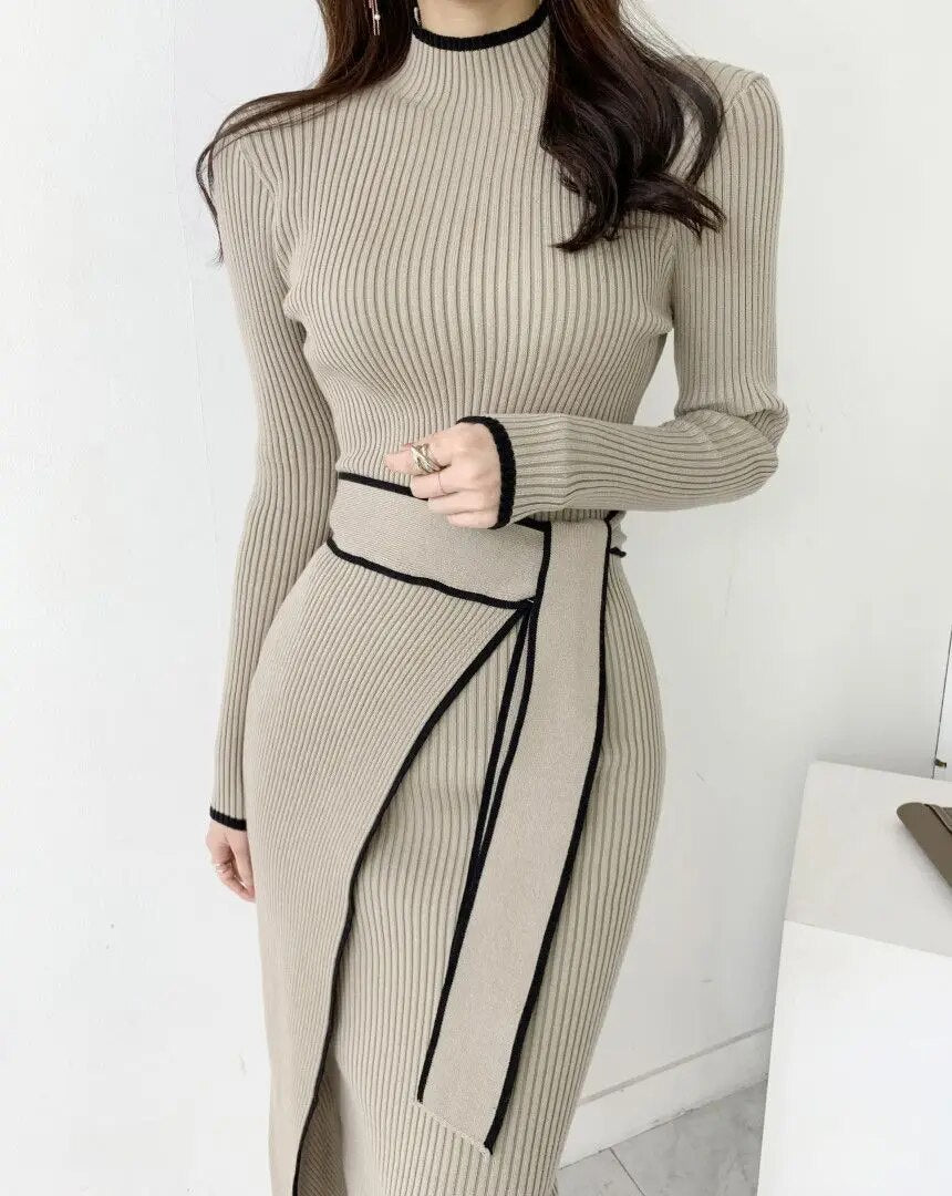 Crystal Knitted Dress with Coordinated belt