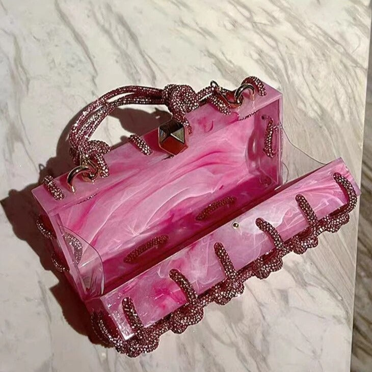 Luxury Rhinestone Marble Bag