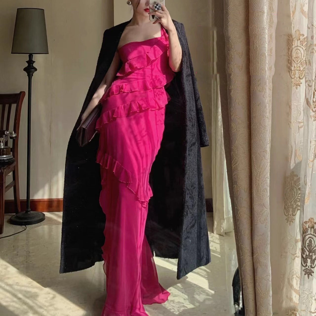 Elia Maxi floor length Dress with Ruffle Detailing