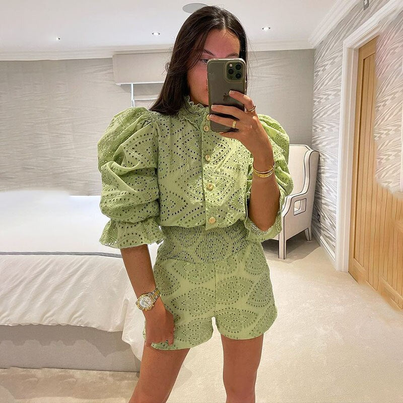 Poppy Hollow Out Coord Set