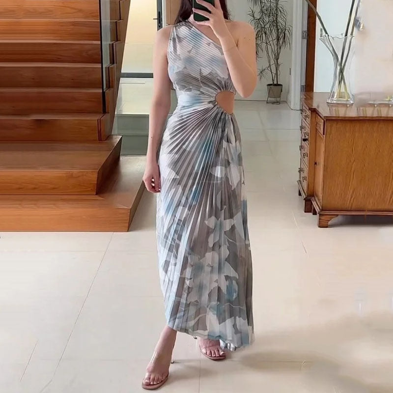 Elle Pleated Diagonal Dress