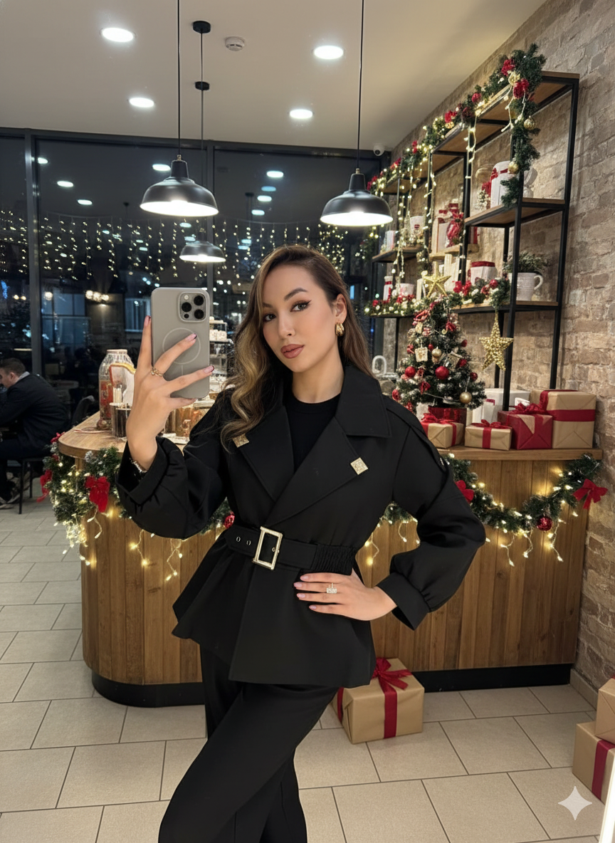 Elle Trench Coat with Elastic Belt