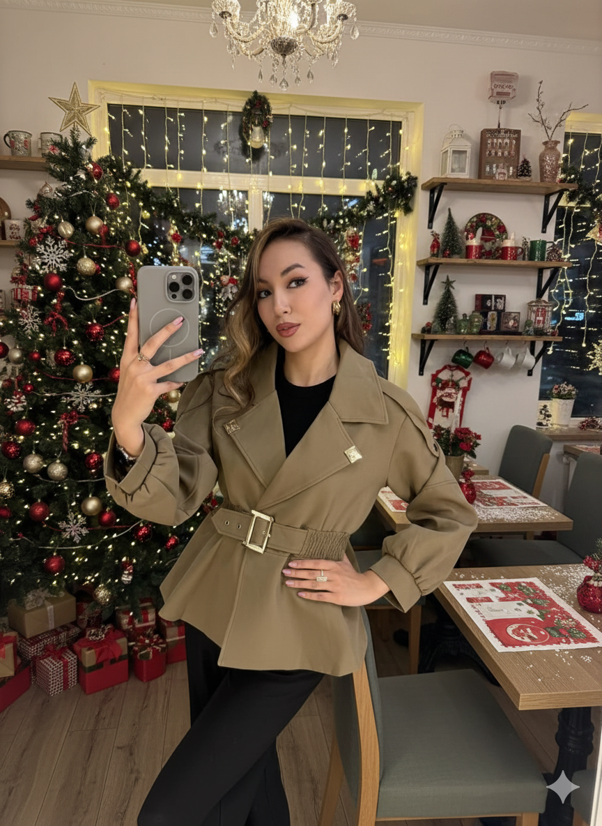 Elle Trench Coat with Elastic Belt