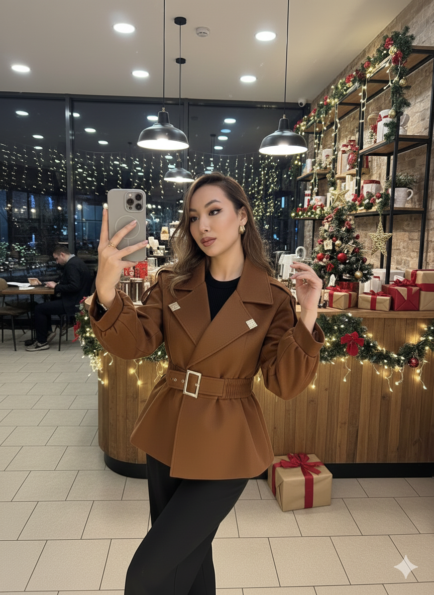 Elle Trench Coat with Elastic Belt