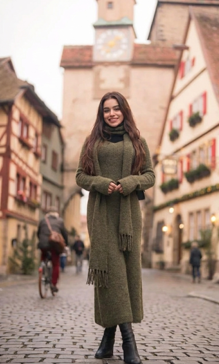 Bianca luxury Woolen Dress with Scarf