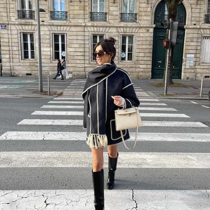 Lillian Stand Collar Coat with Scarf
