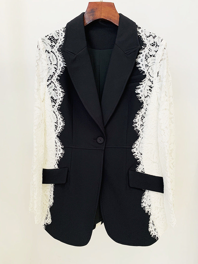 Maira Lace Panel Blazer Set