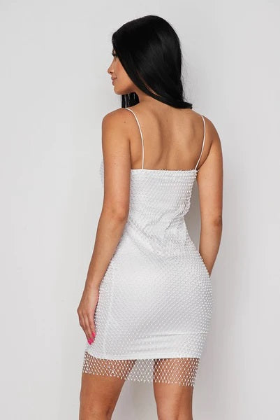 Rhinestone Fishnet Dress with Inner layer