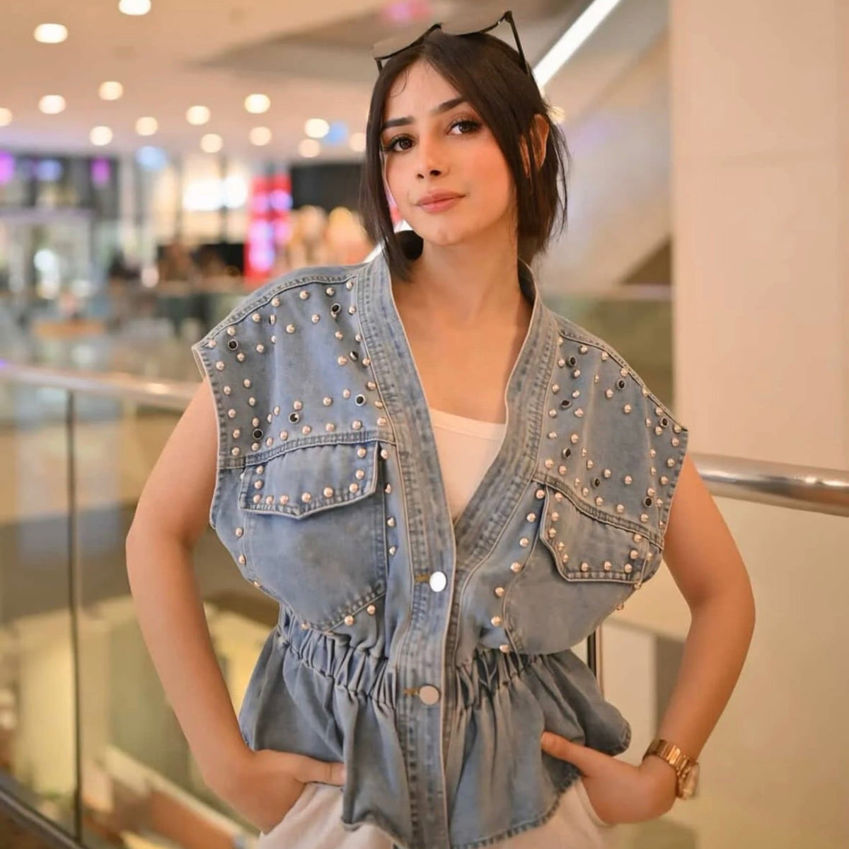 Lenna Studded Denim Blouse