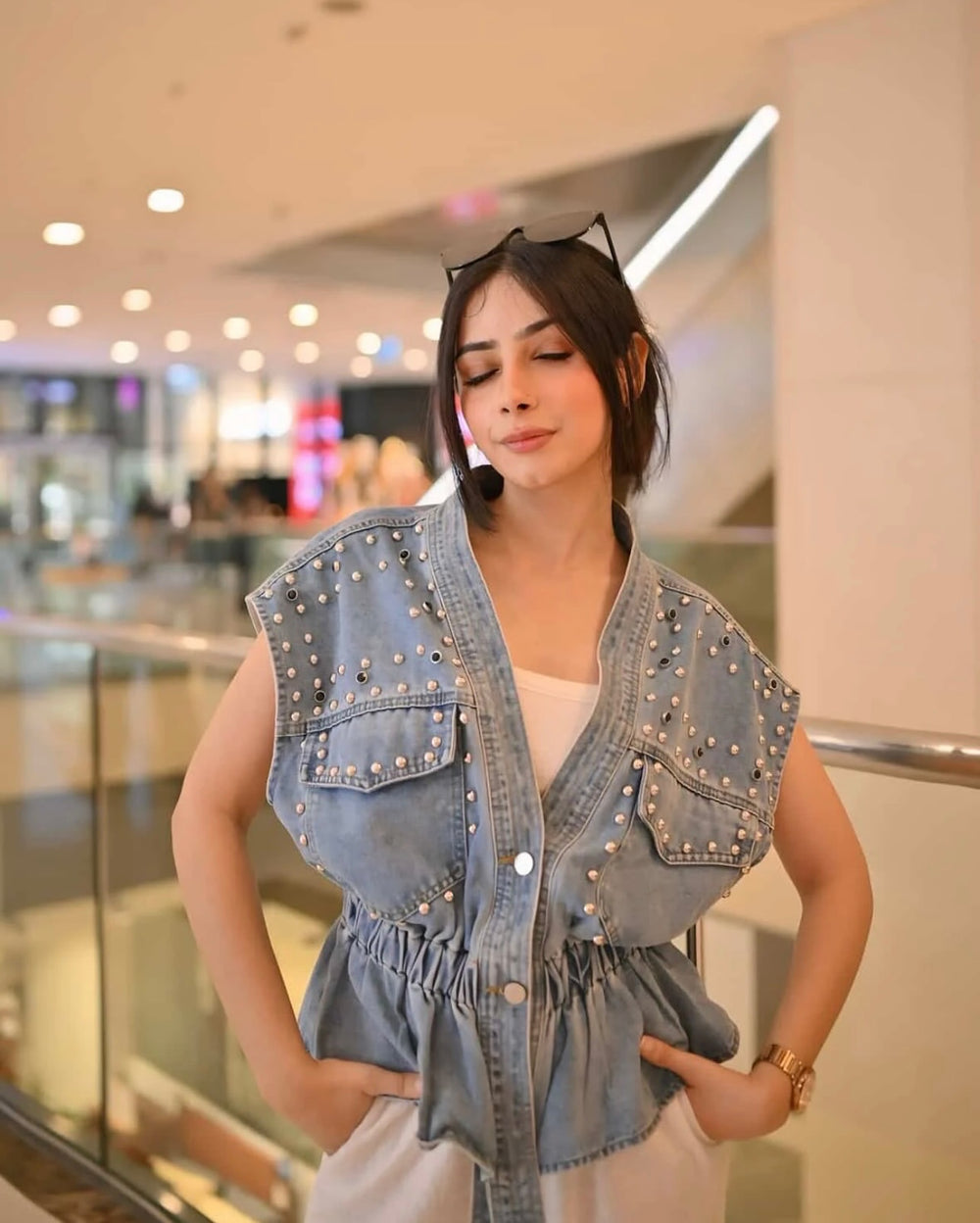 Lenna Studded Denim Blouse