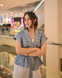 Lenna Studded Denim Blouse