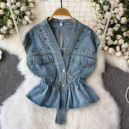 Lenna Studded Denim Blouse