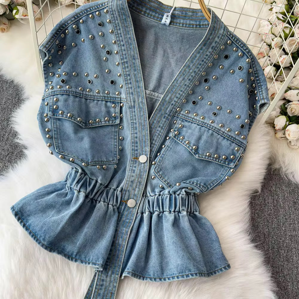 Lenna Studded Denim Blouse