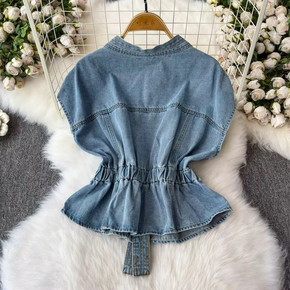 Lenna Studded Denim Blouse