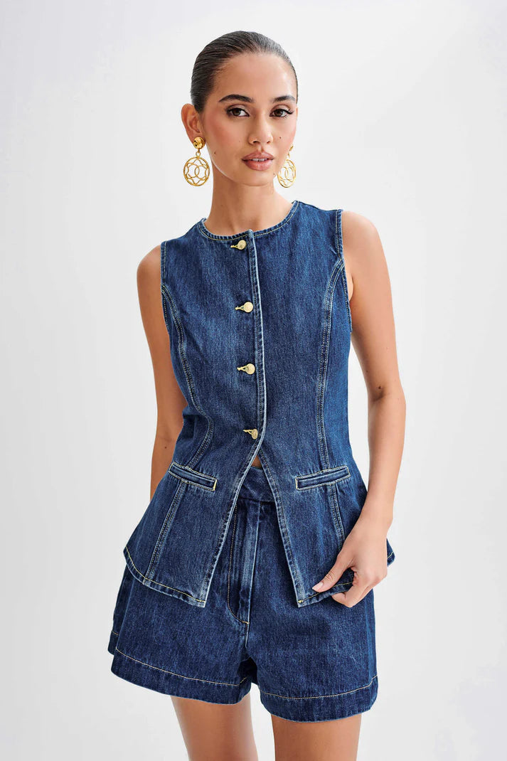 Adelaide Denim Shorts Set