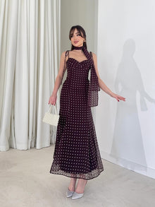Janet Polka Dot Dress with Scarf