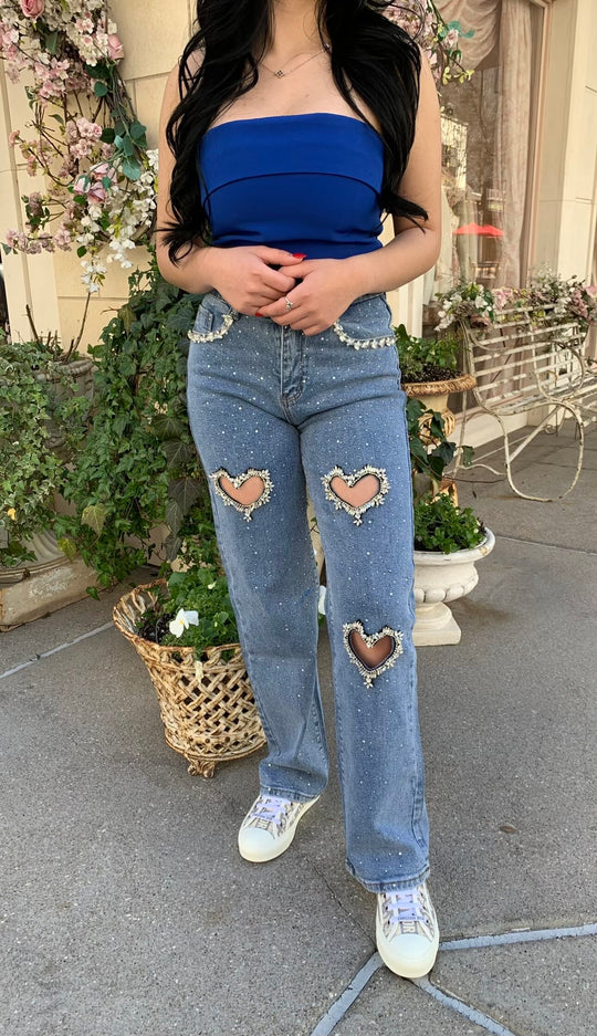 Damsel Embellished Wide legged Jeans