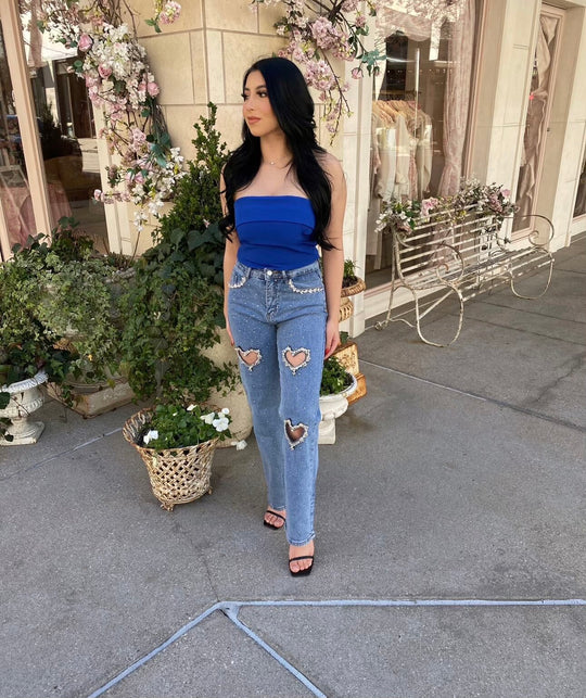 Damsel Embellished Wide legged Jeans