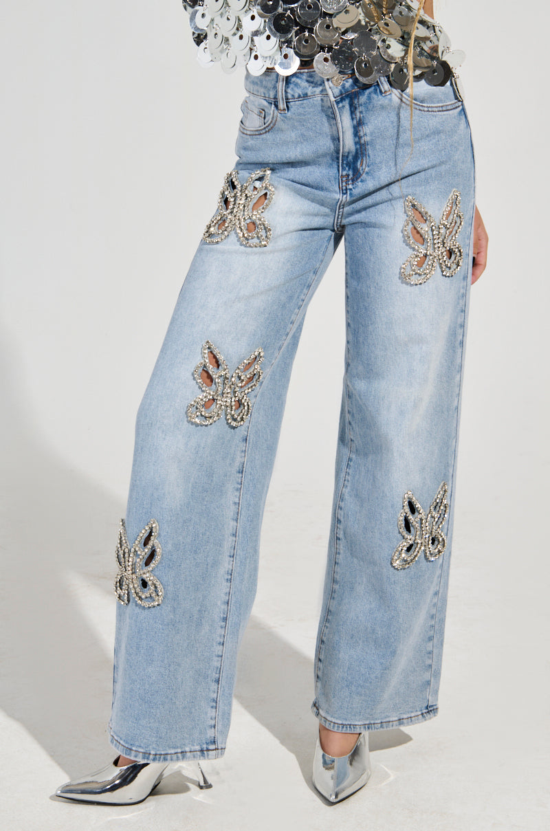 Damsel Embellished Wide legged Jeans
