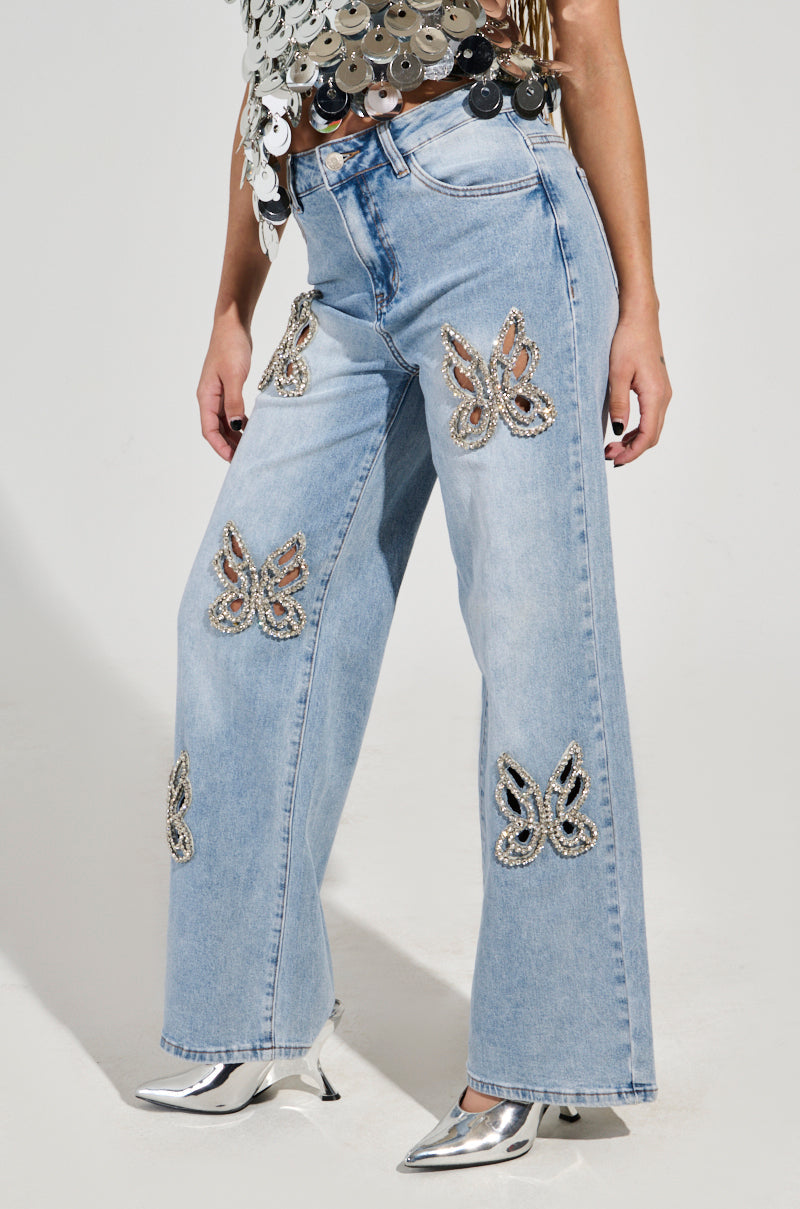 Damsel Embellished Wide legged Jeans