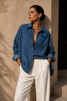 Gemma Embellished Denim Shirt with Sequin Detailing