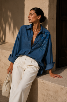 Gemma Embellished Denim Shirt with Sequin Detailing