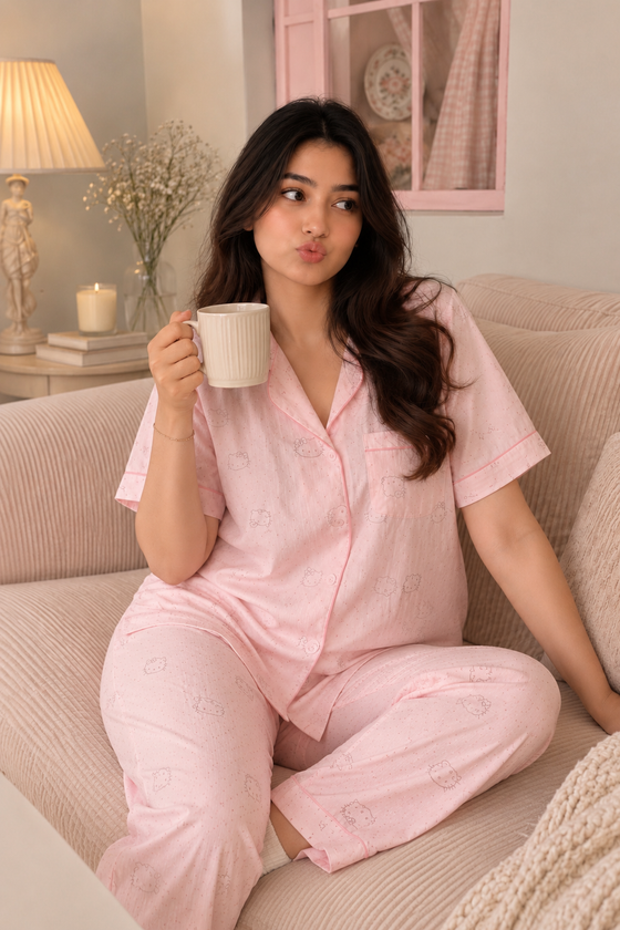Kitty Three Piece Padded Nightsuit