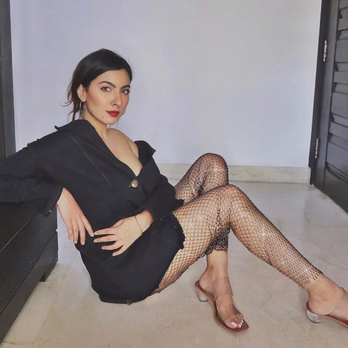 Rhinestone Fishnet Pants