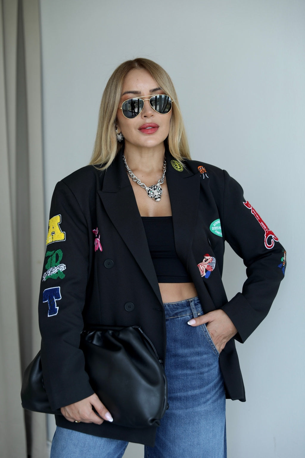 Wintour embellished blazer - front view