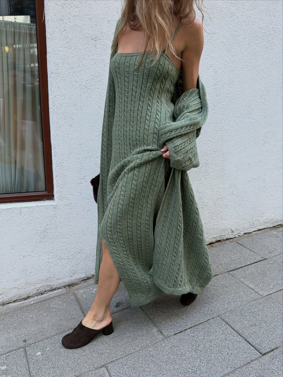 Belize Luxury Woolen Dress with Long Cardigan