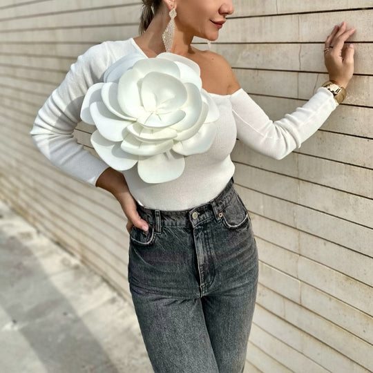 Jenna 3D Flower Applique Blouse