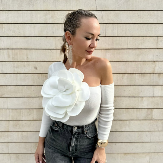 Jenna 3D Flower Applique Blouse