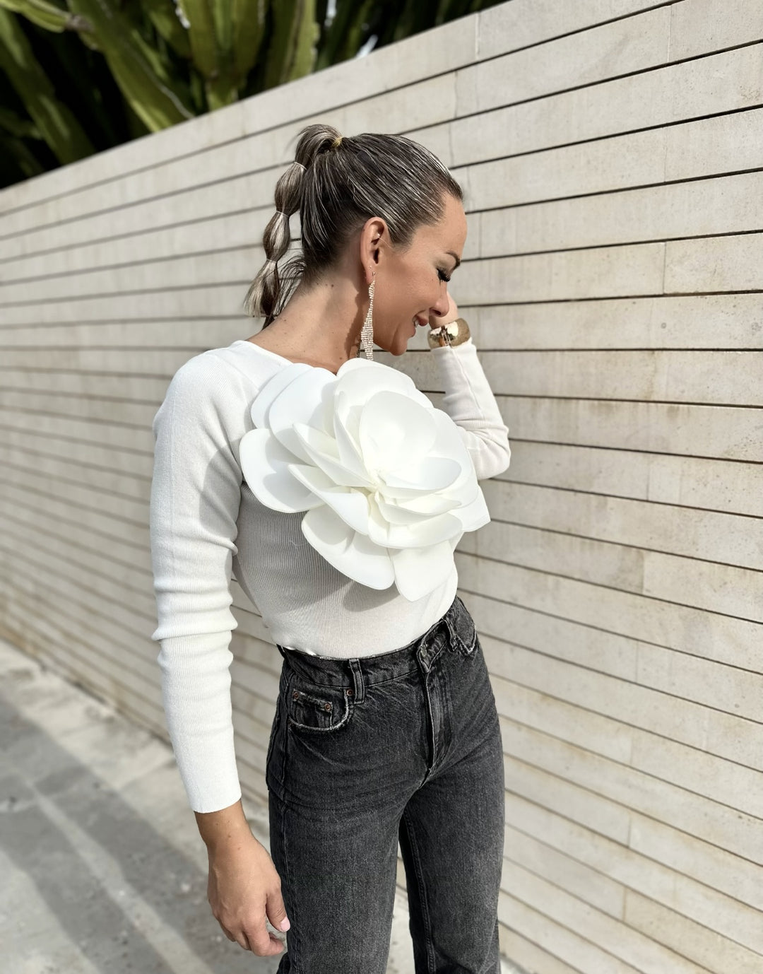 Jenna 3D Flower Applique Blouse