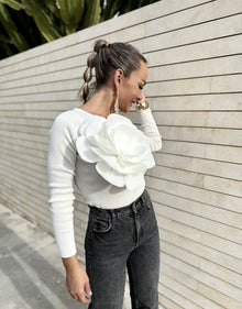 Jenna 3D Flower Applique Blouse