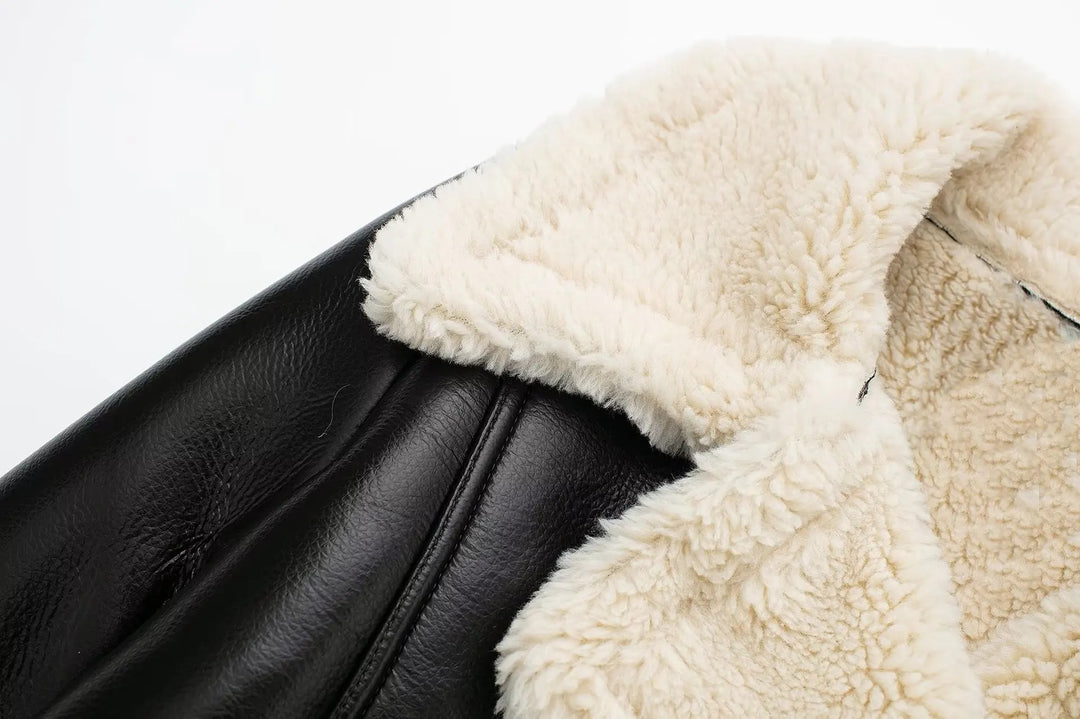 Yalda Short Jacket with faux leather finish